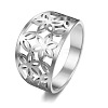 Flower Pattern Hollow Out 304 Stainless Steel Finger Rings FS-WGDCC5F-02-3