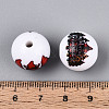 Christmas Printed Opaque Acrylic Round Beads OACR-T029-08A-4