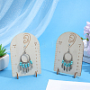 2 Sets Arch Shaped Boxwood Earrings Display Stands with Measuring Scale ODIS-SC0001-08-3