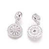 Brass Micro Pave Cubic Zirconia European Dangle Charms ZIRC-E163-19P-1