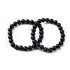 Natural Tourmaline Round Beaded Stretch Bracelets for Men Women BJEW-G743-01A-4