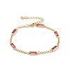 Rectangle Cubic Zirconia Chain Bracelets BJEW-G654-02G-01-1