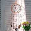Iron & Natural Black Agate Woven Net Hanging Suncatchers HJEW-F027-09-2