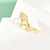 Brass Micro Pave Cubic Zirconia Finger Rings for Women RJEW-D340-02G-01-5