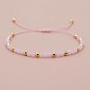 Glass & Brass Round Beads Braided Bead Bracelets LS-RD6595-4-1