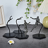 Assembled Hexagon Plastic Action Figure Display Stands with Adjustable Alloy Support Arm ODIS-WH0080-11C-4