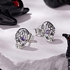 Halloween 925 Sterling Silver Cubic Zirconia Stud Earrings EJEW-P327-01C-AS-1