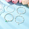 4Pcs 4 Styles Shell Pearl Round Beads Stretch Bracelets BJEW-JB12098-3