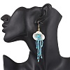 304 Stainless Steel Dyed Synthetic Turquoise Glass Seed Beaded Jellyfish Dangle Earrings EJEW-MZ00529-03-2