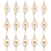15Pcs 3 Styles Natural Cowrie Shell & Shell Pearl Links PALLOY-GO00045-1
