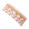 5Pcs 5 Styles Heart Acrylic & Glass Seed Beaded Stretch Bracelet Sets BJEW-JB10473-02-5