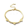 Heart with Evil Eye Enamel Link Bracelet with Clear Cubic Zirconia Tennis Chains BJEW-G650-04G-3