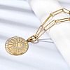 304 Stainless Steel Crystal Rhinestone Sun Pendant Paperclip Chain Necklaces for Women NJEW-G199-03G-3