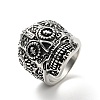 316 Stainless Steel Skull with Cross Finger Ring RJEW-C030-02C-AS-1