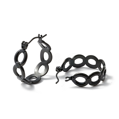 304 Stainless Steel Oval Link Chunky Hoop Earrings for Women Ion Plating(IP) EJEW-P197-06EB-1