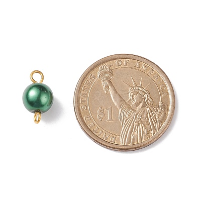 Glass Imitation Pearl Connector Charms PALLOY-JF01881-03-1