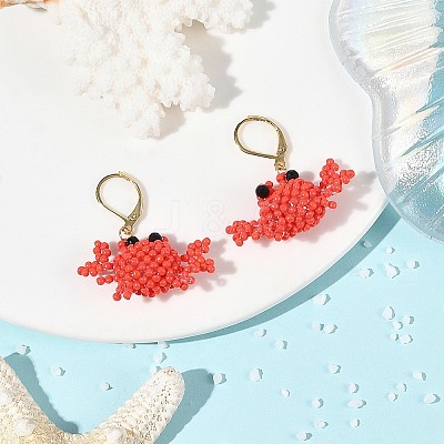 Glass Seed Bead Leverback Dangle Earrings EJEW-MZ00771-1