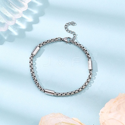 Tarnish Resistant 304 Stainless Steel Box Chains Bracelets for Women BJEW-JB12634-01-1