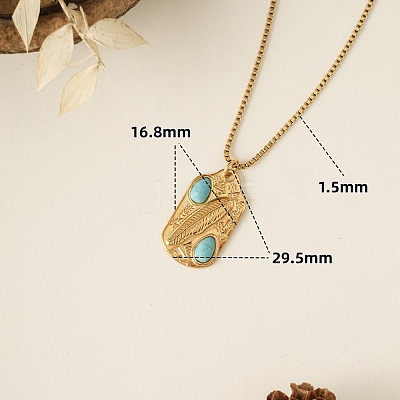 304 Stainless Steel & Synthetic Turquoise Pendant Necklaces for Women WGA2F7A-02-1