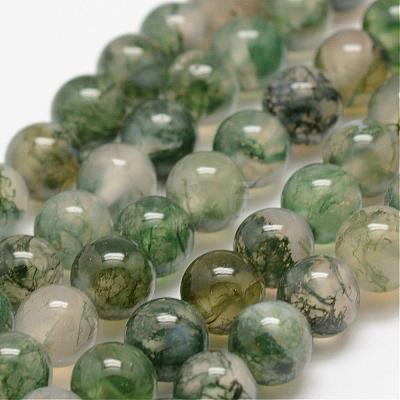 Natural Moss Agate Beads Strands G-F453-4mm-1