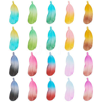 20Pcs 10 Colors Two Tone Frosted Acrylic Pendants FACR-TA0001-07-1