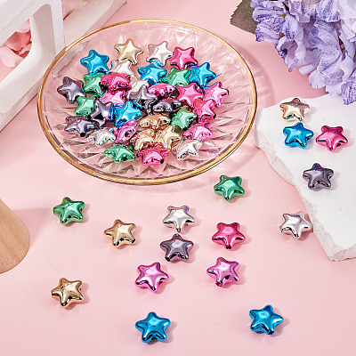 56Pcs 7 Colors UV Plating Opaque Acrylic Beads PACR-TA0001-25-1