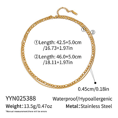 Minimalist 304 Stainless Steel Double Layer Necklace with 18K Gold Plating NG6941-1