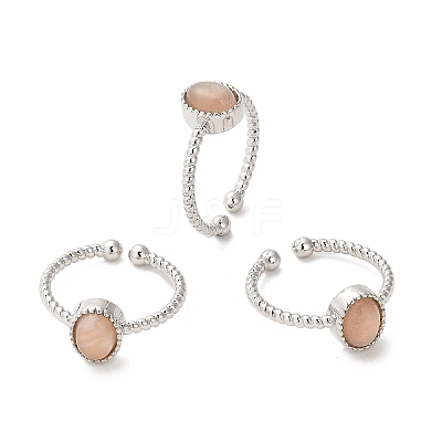 Natural Sunstone Open Cuff Ring RJEW-M166-04P-B-1