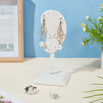 Ear Shaped Line & Wood Earrings Display Stands ODIS-WH0061-66-1
