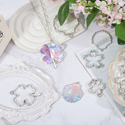 24Pcs 6 Styles Alloy Hollow Geometric Open Back Bezel Pendants FIND-CA0010-76A-1