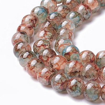 Spray Painted Glass Beads Strands GLAA-A038-C-76-1