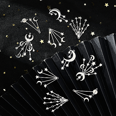 12Pcs 6 Style 201 Stainless Steel Pendants STAS-SC0003-02-1