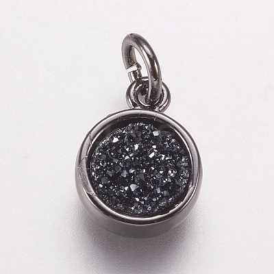 Resin Imitation Druzy Quartz Charms KK-E728-L-10B-01-1