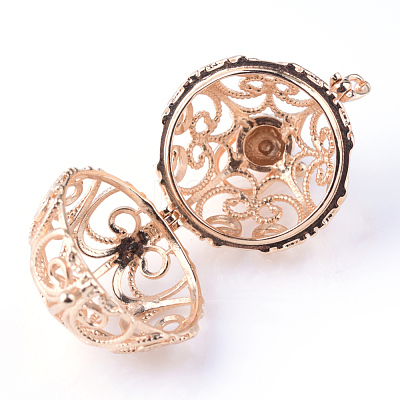 Rack Plating Brass Cage Pendants X-KK-Q402-01KC-1