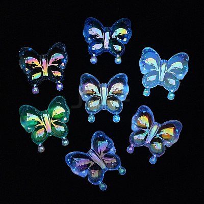 Luminous UV Plating Rainbow Iridescent Acrylic Beads X-OACR-F006-03-1
