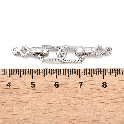 Brass Micro Pave Clear Cubic Zirconia Fold Over Clasps KK-U059-66P-1