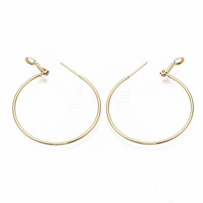 Brass Hoop Earrings EJEW-T007-01G-NF-1