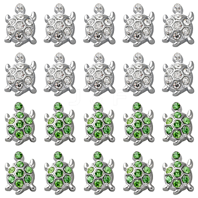 32Pcs 2 Colors Alloy Rhinestone Slide Charms FIND-SC0010-40-1