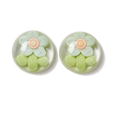 Transparent Flower Resin Cabochons RESI-G034-B04-1