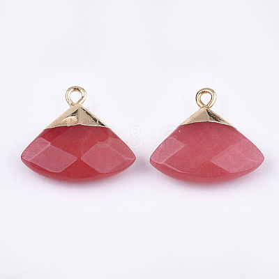 Electroplate Natural White Jade Pendants X-G-T112-04G-1