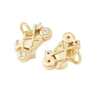 Brass Micro Pave Clear Cubic Zirconia Pendants KK-G544-03G-01-1