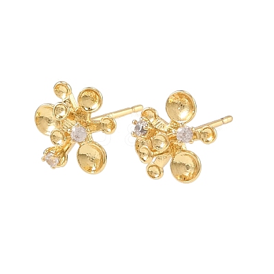 Brass Cubic Zirconia Stud Earring Settings CU-CBA53F6-01G-1
