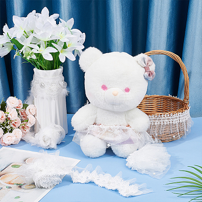 4 Bags 4 Styles Polyester Embroidery Lace Ribbons OCOR-MA0001-01-1
