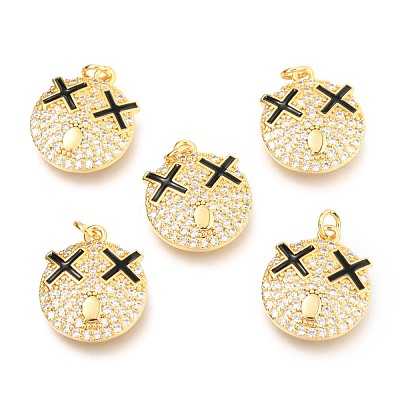 Brass Micro Pave Clear Cubic Zirconia Pendants X-ZIRC-B0004-15G-1