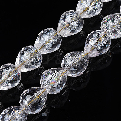 Transparent Crackle Glass Beads Strands GLAA-N051-04-1