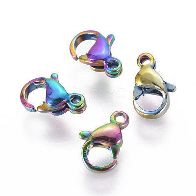 Ion Plating(IP) 304 Stainless Steel Lobster Claw Clasps STAS-E475-02A-1