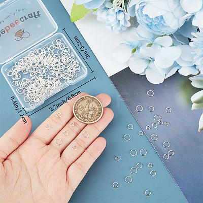 300Pcs 3 Styles Rack Plating Brass Open Jump Rings KK-BBC0023-05S-1