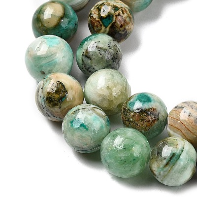 Natural Green Line Jasper  Beads Strands X-G-L639-A01-6mm-1