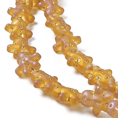 Full Rainbow Plated Forsted Electroplate Glass Beads GLAA-P005-FR06-1