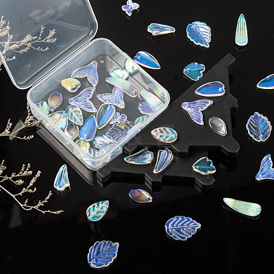 50Pcs 10 Style Transparent Spray Painted Glass Pendants GLAA-FS0001-07-1